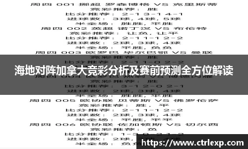 海地对阵加拿大竞彩分析及赛前预测全方位解读